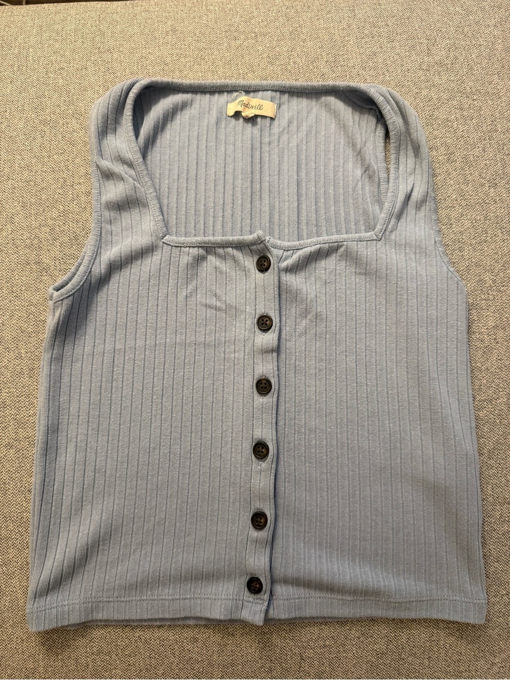 Madewell Powder Blue Ribbed Button Tank